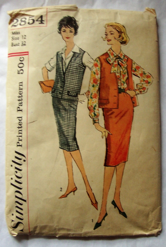 Vintage 1950's 1960's Jacket, Skirt and Blouse Pattern