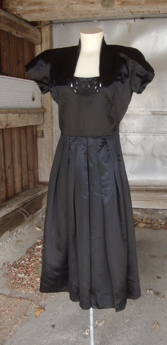 Vintage 1940's Black Satin Sylvan Original Cockta… - image 2