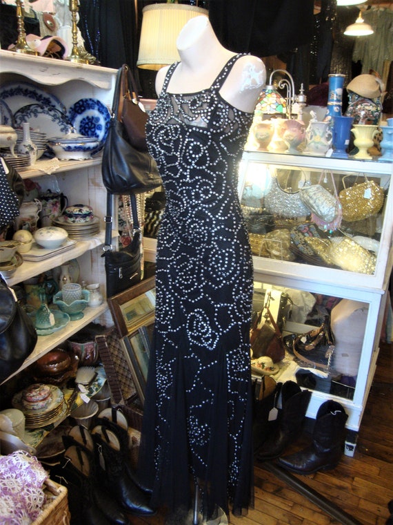 パーティードレス Magdalena Silk Sheer Insert Dress Stretch Sequin Sleeveless Cowl Neck Gown With Gathered