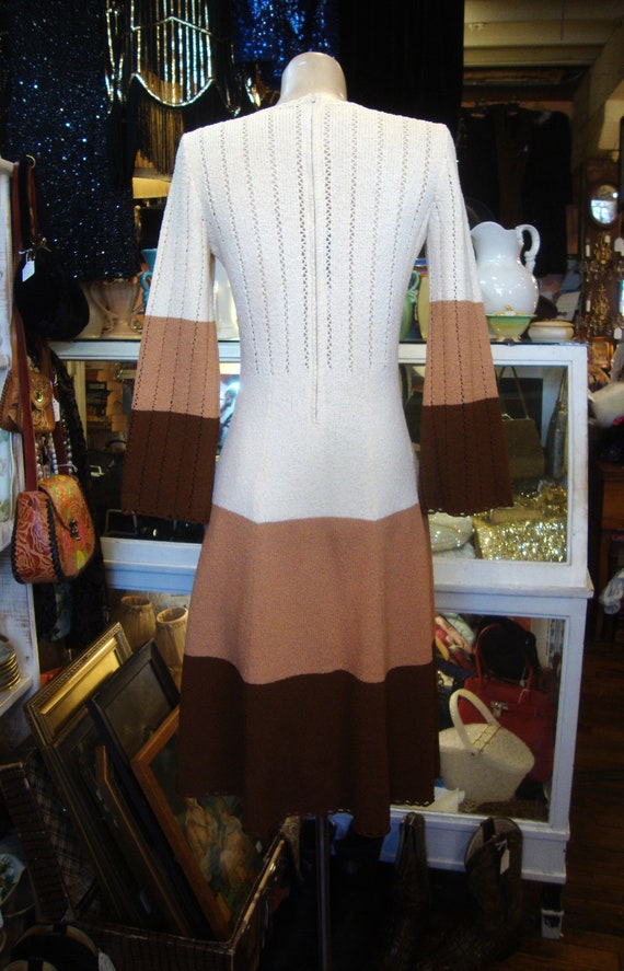 Vintage 1970's 70's Tri-Color Picardo Knits Dress… - image 8