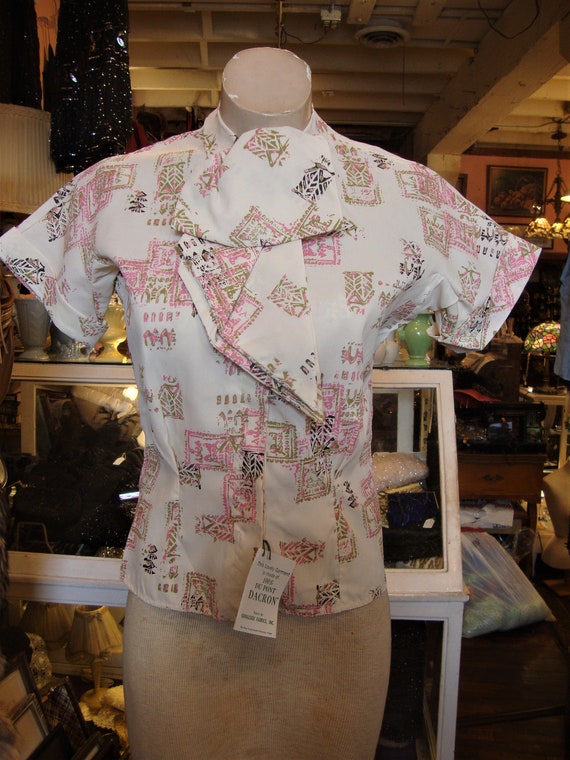 Vintage 1950's Dacron Print Blouse by Dotti Origin