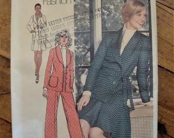 Vintage 1970 patrón de costura simplicidad para chaqueta, falda y pantalones