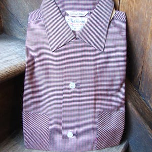 Camisa vintage de algodón de manga larga Pelham de stock muerto, años 50, cuello con lazo, talla mediana