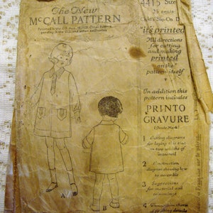 Vintage 1920&#39;s McCall Sewing Pattern Little Girl&#39;s Dress * Size 4