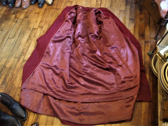 Vintage 1940's 40's Maroon Wool Gabardine Winter … - image 10