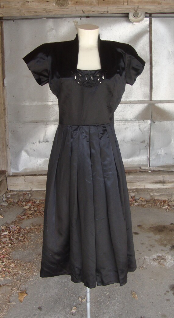 Vintage 1940's Black Satin Sylvan Original Cockta… - image 9