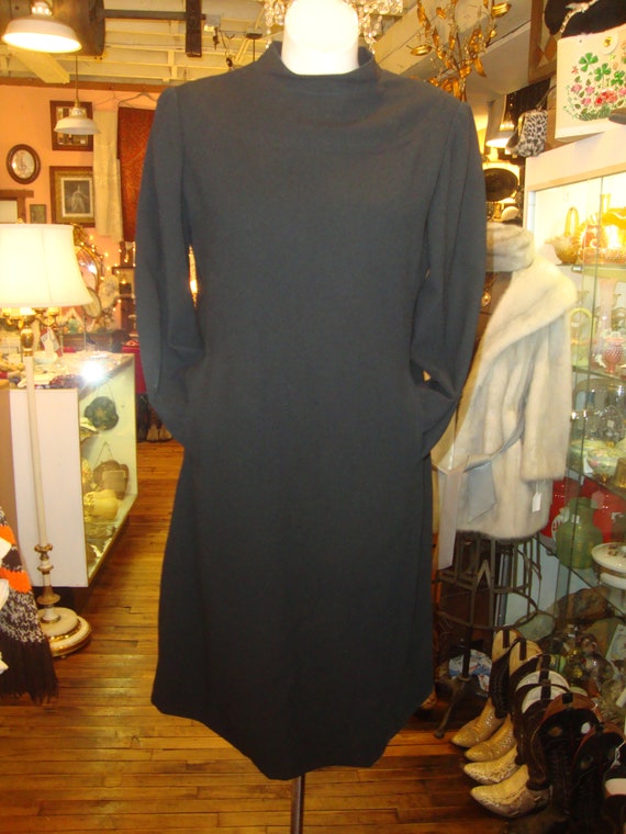 Vintage 1960's Black Crepe Dress From Saks Fifth … - image 2