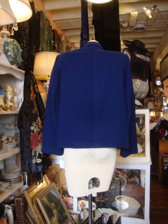 Vintage 1940's Blue Wool Jacket Blazer Jacket * S… - image 8