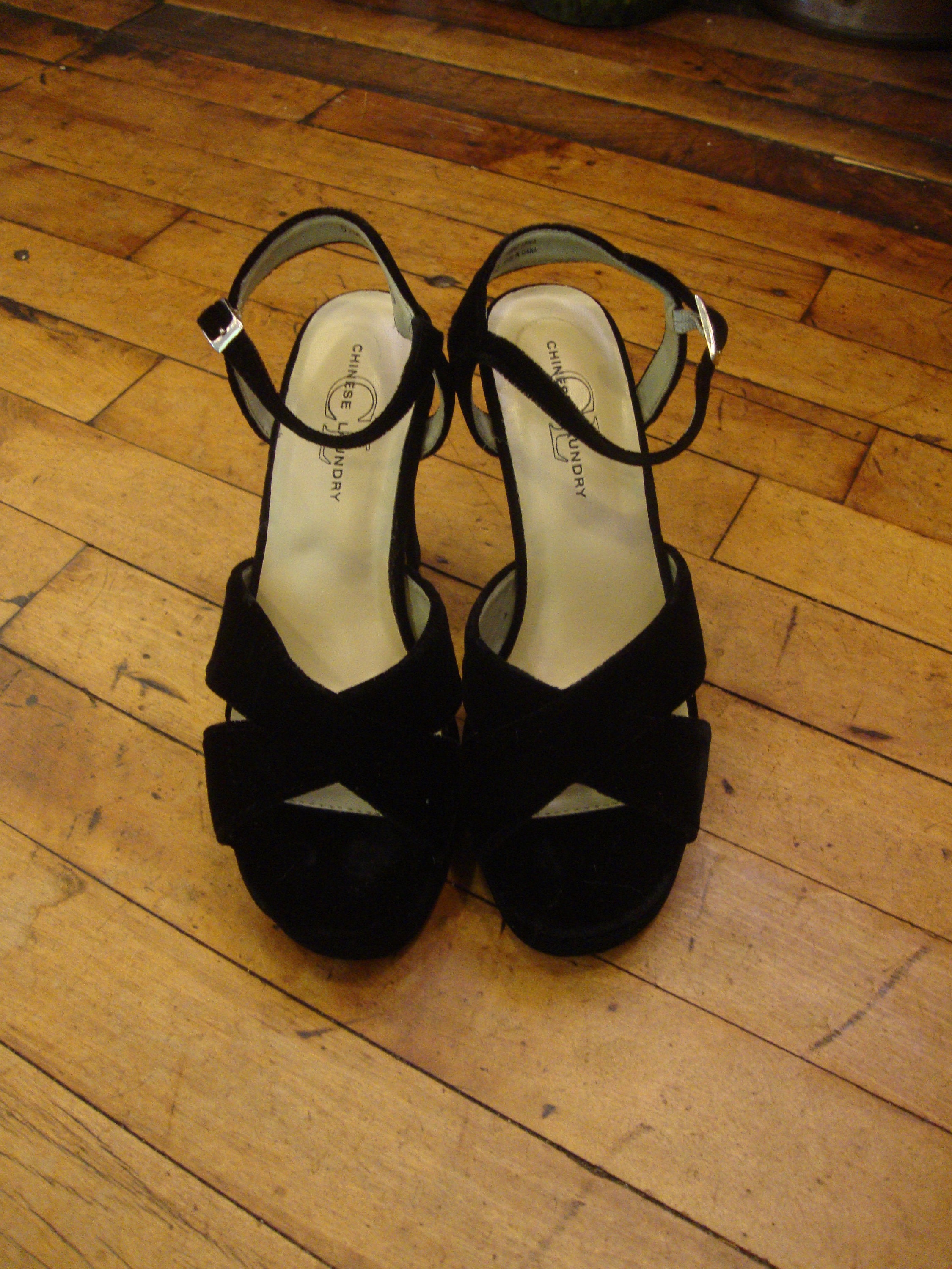 Vintage Black Velvet 80 s Does the 40 s Chinese Laundry Ankle Strap Platform Shoes unworn size 5.5 costume Etsy