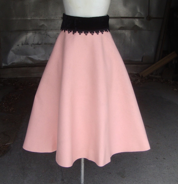 1950's Margie Webb Original Pink Felt Full Skirt … - image 1