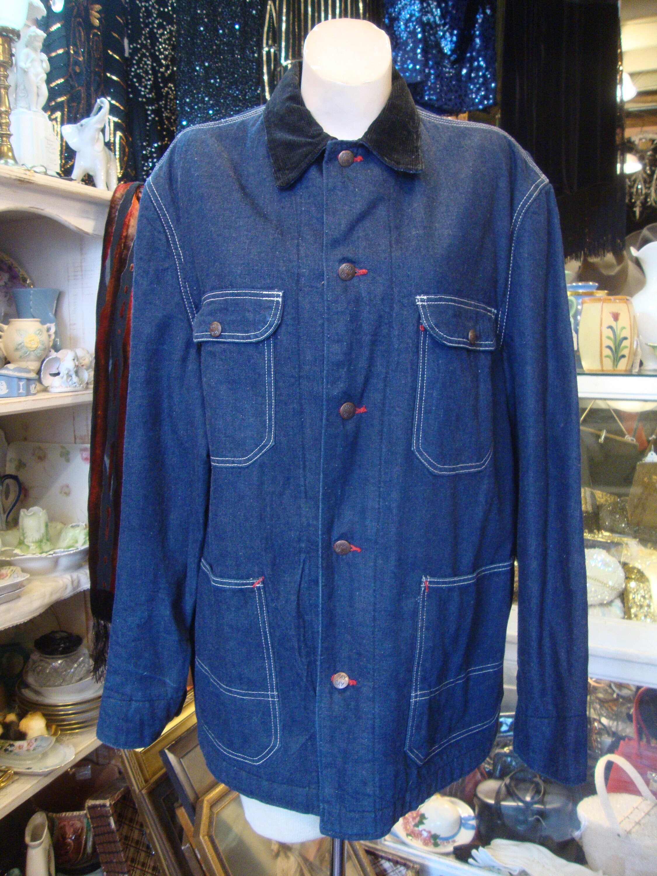 Vintage 1950s Denim Chore Jacket: Blanket Lined Workwear (46