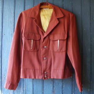 Vintage 1940&#39;s 50&#39;s Rayon Linen Two Tone Men&#39;s Ricky Jacket/Block Sportswear from California