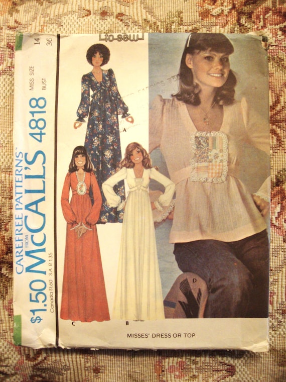 mccall's boho dress patterns McCall 8035 EASY Sz 16-22 Plus Wrap Dress Tiered Boho Peasant Chic Loose Pattern