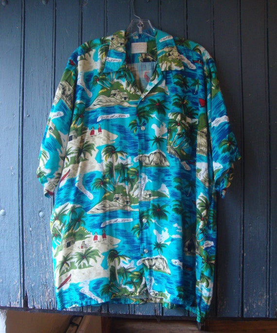 Vintage Rayon Print Jamaican Hawaiian Shirt by Na… - image 1