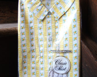 vintage Deadstock des années 1950 des années 1960, chemise sans manches rayée à pressage permanent chemisier/34 buste