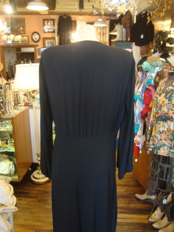 Vintage 1920's 1930's Art Deco Black Crepe Wrap D… - image 10