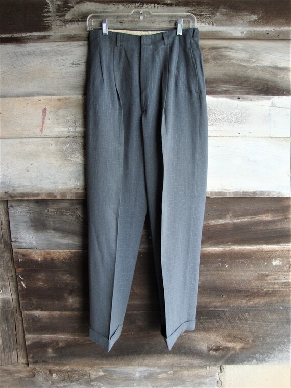 Vintage 1940's 1950's Rayon Gabardine Pleated and