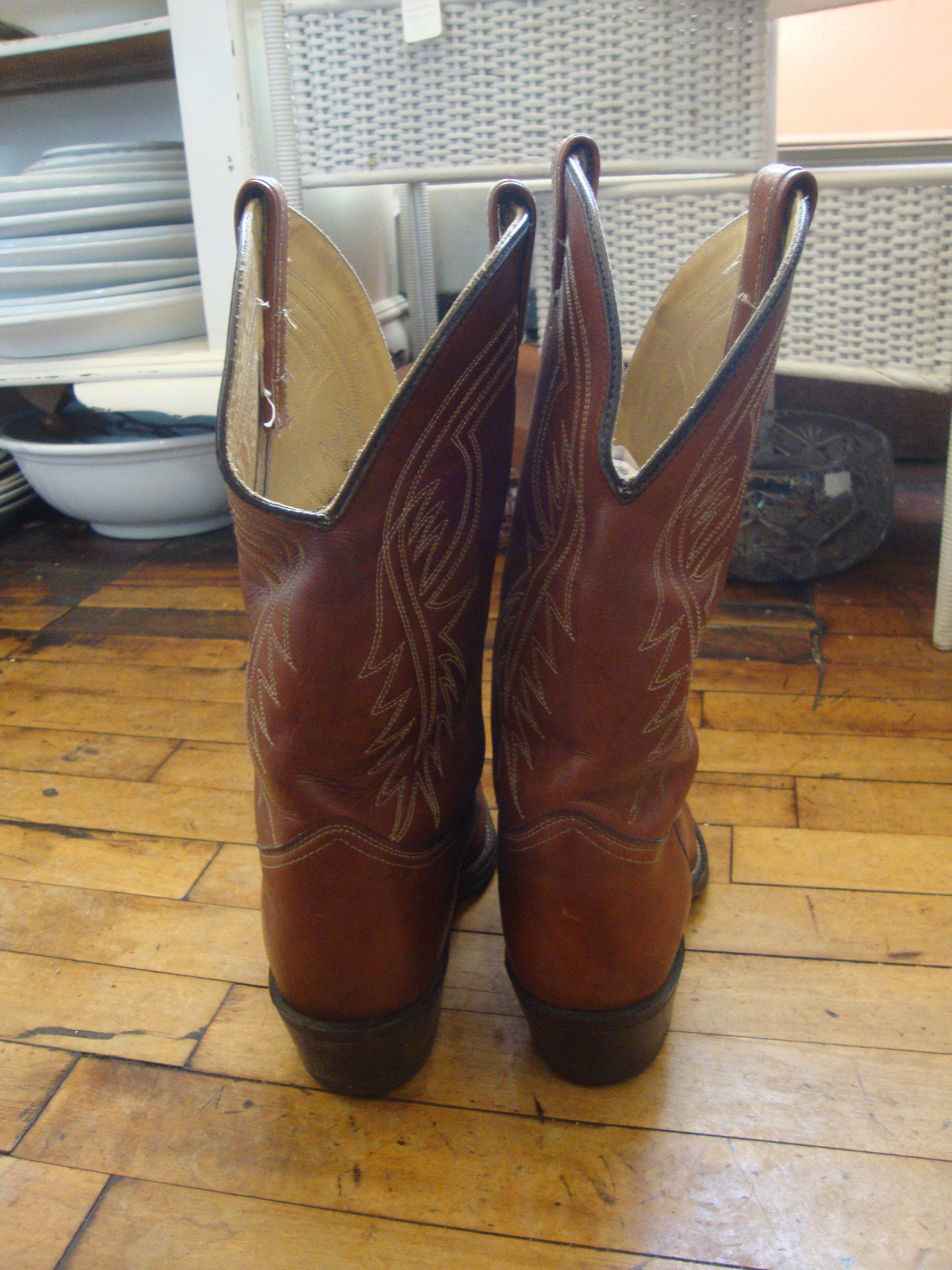 Vintage Texas Brand Medium Brown Leather Cowboy Western  display picture 2