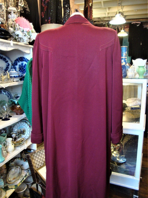 Vintage 1940's 40's Maroon Wool Gabardine Winter … - image 9