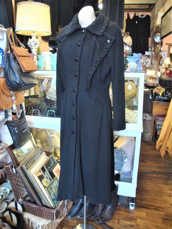 SALE!  Vintage 1930's 1940's Black Wool Princess … - image 2