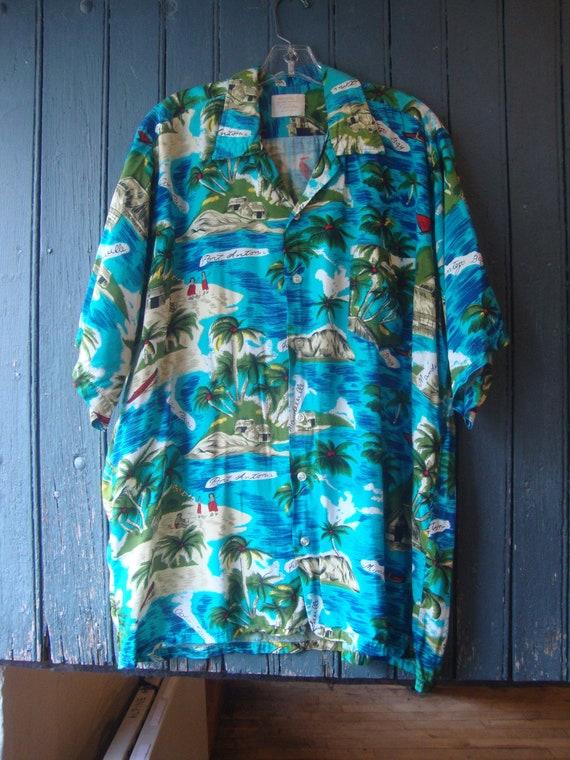 Vintage Rayon Print Jamaican Hawaiian Shirt by Na… - image 3