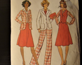 Vintage 1970's Sewing Pattern for Jacket, Vest, Skirt and Pants