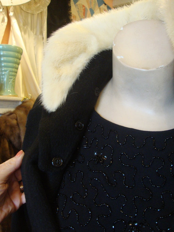 Vintage 1940's 1950's  Lush Black Wool Swing Coat… - image 5