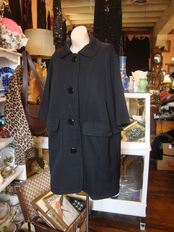 SALE!  Vintage 1960's Black Gabardine Christian Di