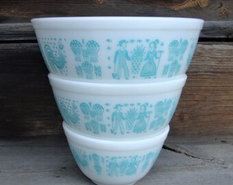 ヴィンテージ パイレックス バタープリント ミキシングボウルセット