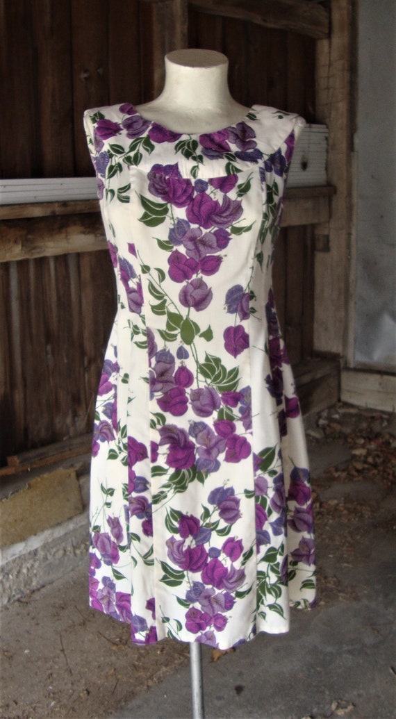 Vintage 1960's Alfred Shaheen Floral Print Dress w