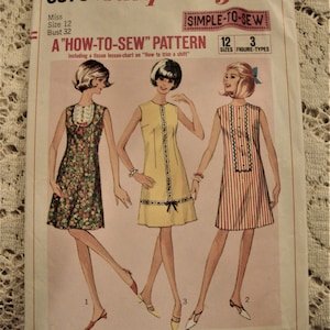 Vintage 1960&#39;s Simplicity Pattern 6979 A-Line Dresses/ 32&quot; Bust