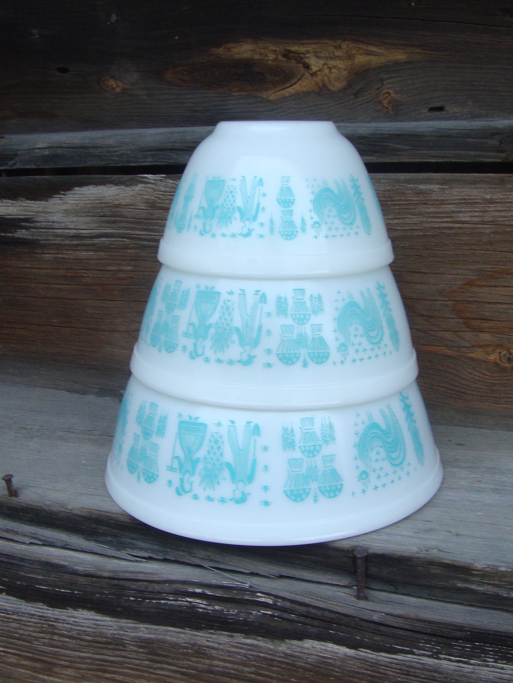 ヴィンテージ パイレックス バタープリント ミキシングボウルセット