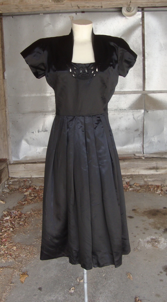 Vintage 1940's Black Satin Sylvan Original Cockta… - image 1