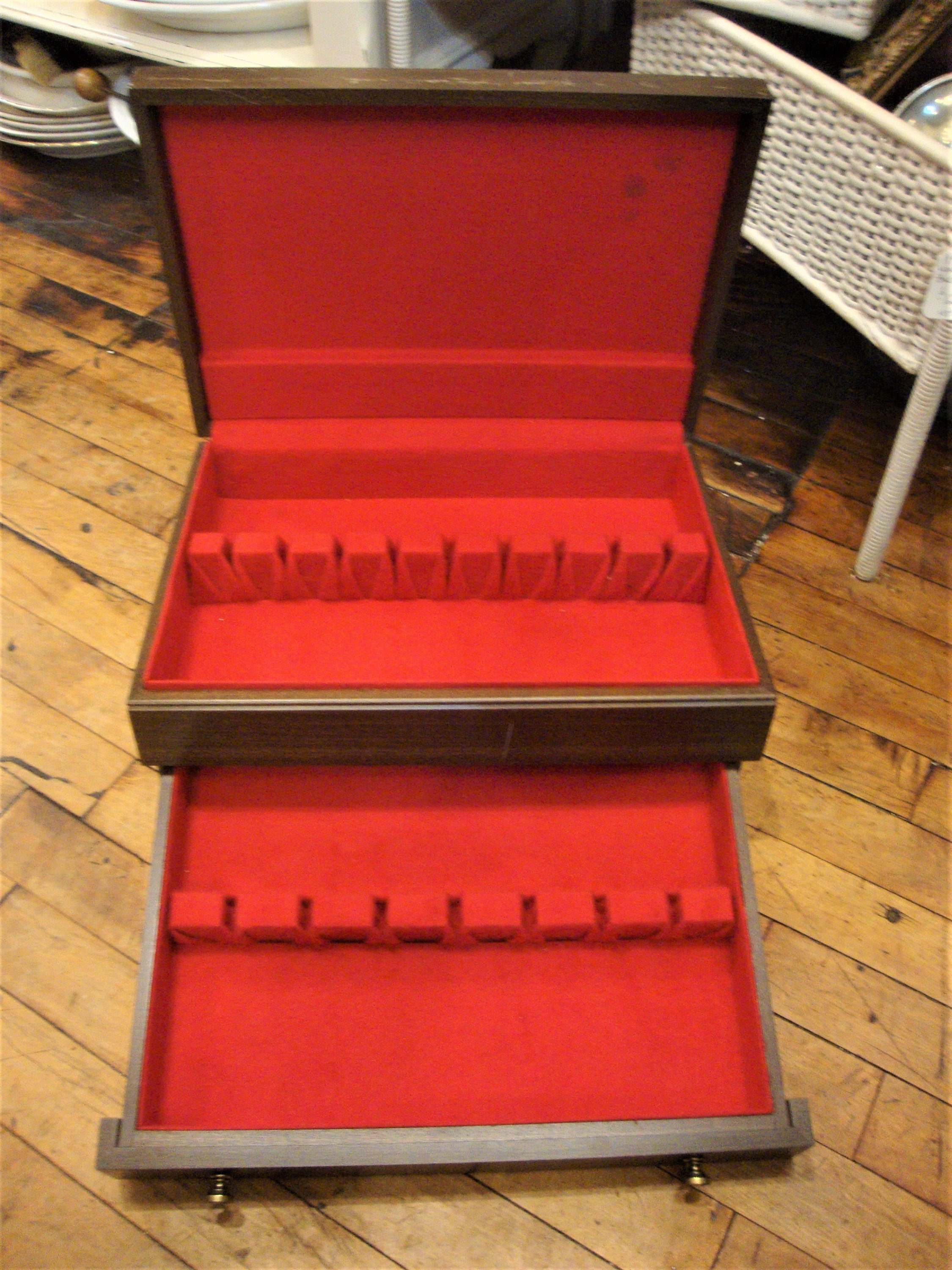 Vintage Wooden Silverware Flatware Storage Chest Box With Etsy