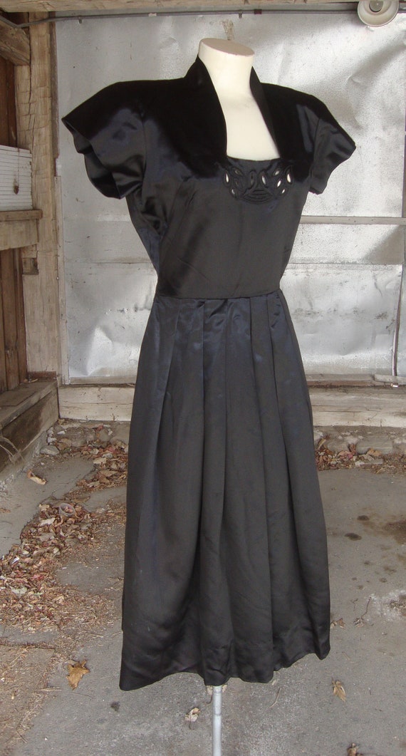 Vintage 1940's Black Satin Sylvan Original Cockta… - image 5