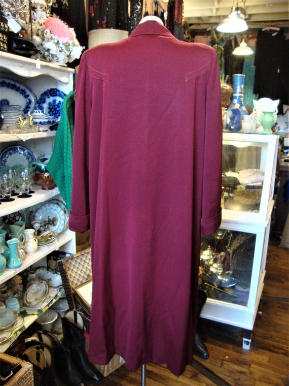 Vintage 1940's 40's Maroon Wool Gabardine Winter … - image 8