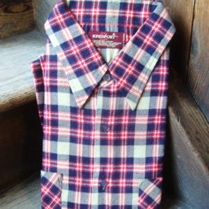 Camisa de manga larga de franela de algodón Kingsport de stock antiguo, talla XL