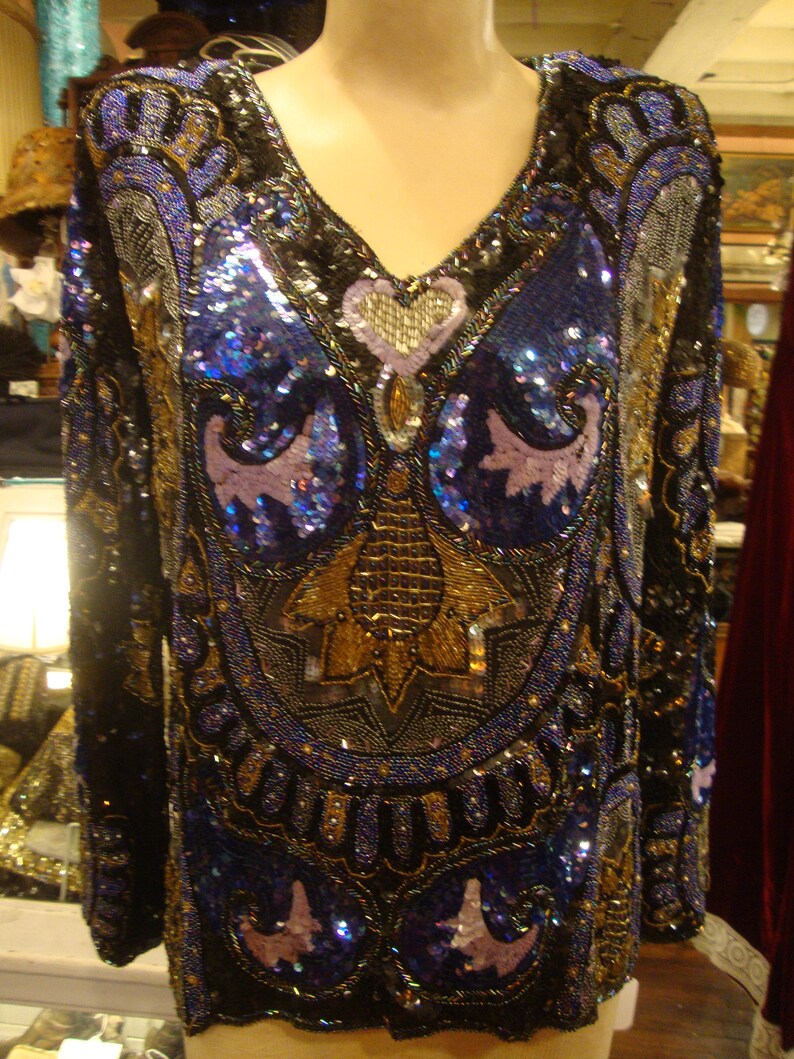 Vintage Beaded and Sequin Trophy Party TopJean for Joseph Le BonFabulous!HeavyMedium