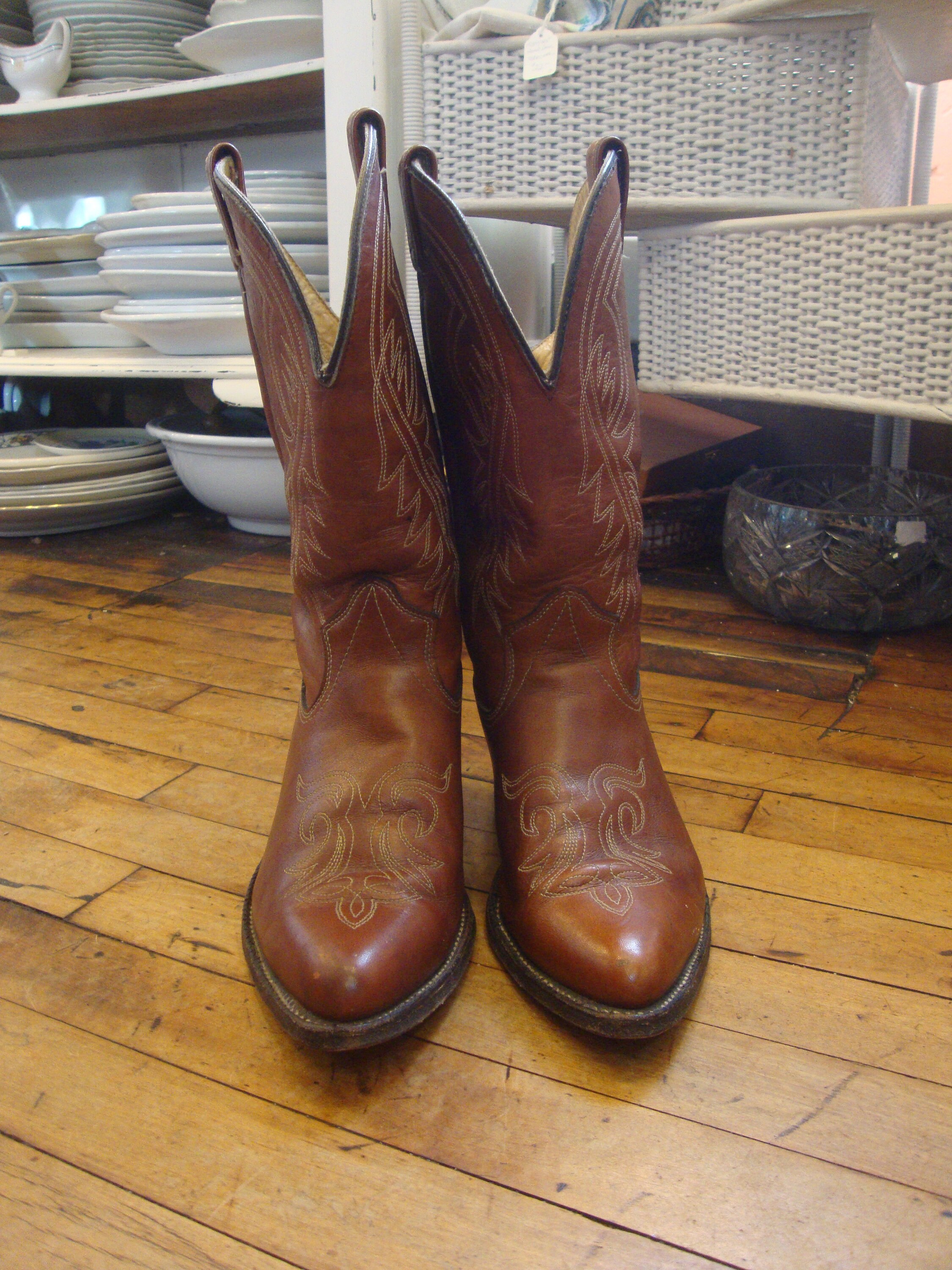 Texas Brand Mens Size 8.5 D Brown Leather Western Cowboy Boots F4A3E598-8825-4201-BA0F-  main image 4