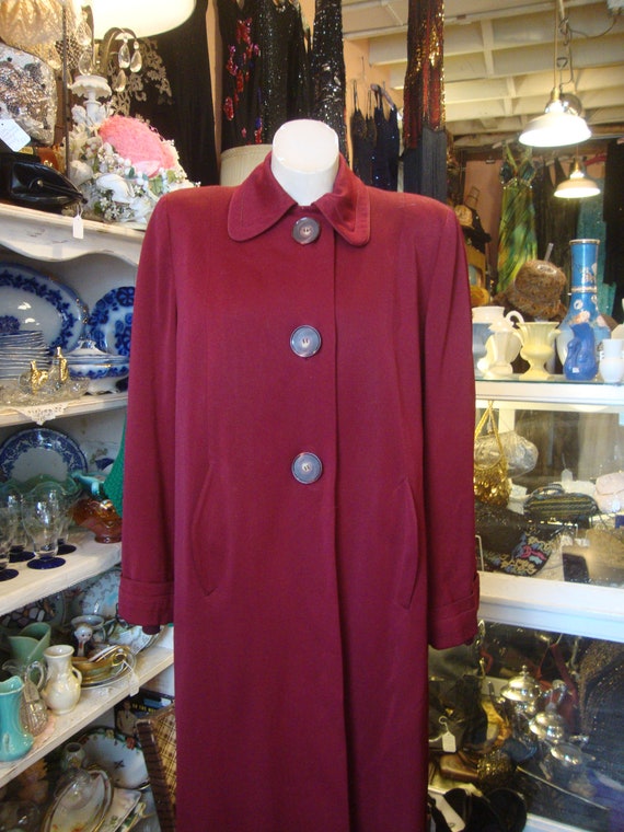 Vintage 1940's 40's Maroon Wool Gabardine Winter … - image 3