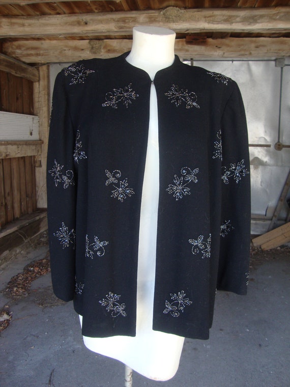 Vintage 1940's Eisenberg Original Black Wool Jack… - image 1