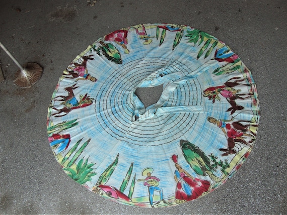 Vintage 1940's 1950's Hand Painted Cotton Mexican