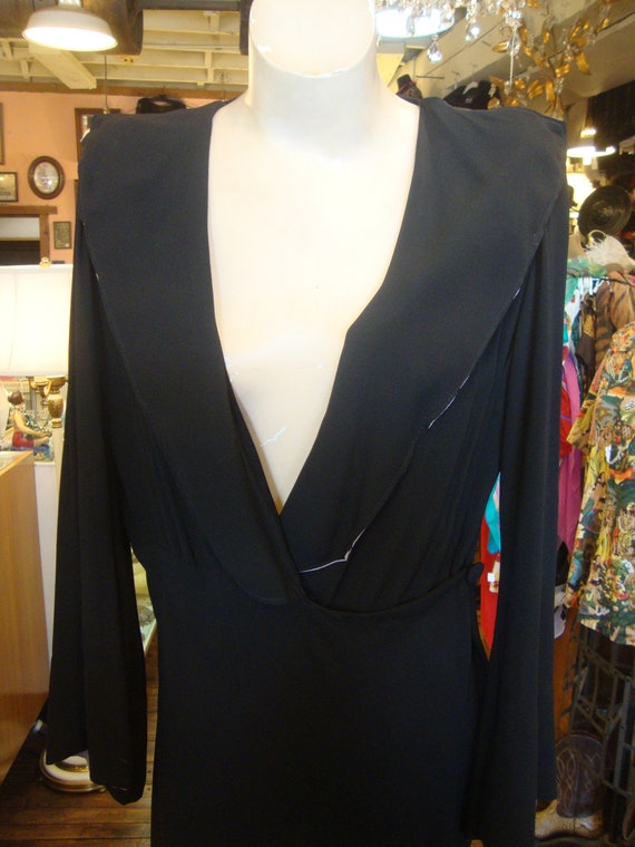 Vintage 1920's 1930's Art Deco Black Crepe Wrap D… - image 7