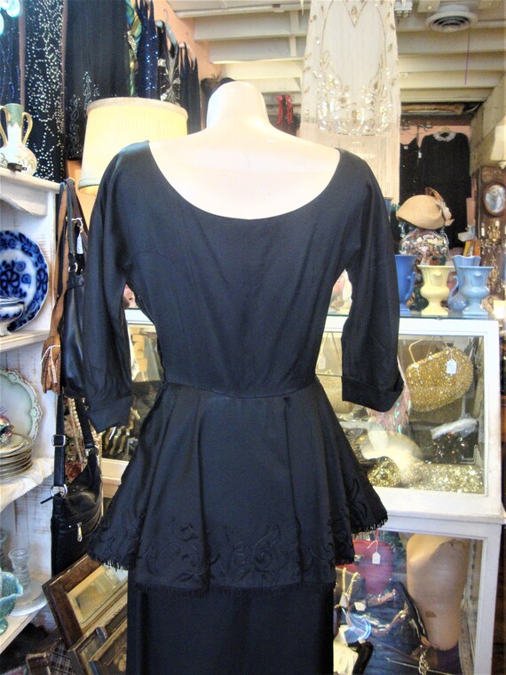 Vintage  1940's 1950's Black Satin Cocktail Party… - image 10