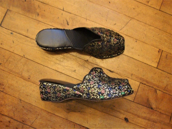 Vintage 1950's 50's Deadstock Brocade Peeptoe Wed… - image 1