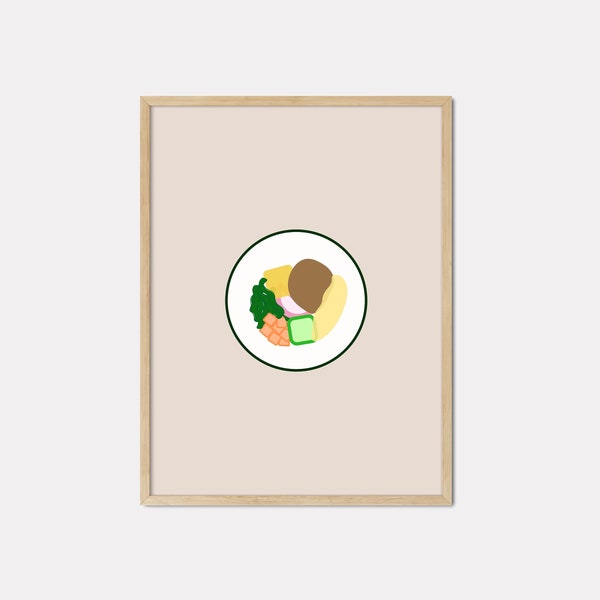 Kimbap (Seaweed Rice Roll), Korean Food Art Print, Street Food Poster, Minimalist Modern Art, Printable Wall Art, Gift for Foodies