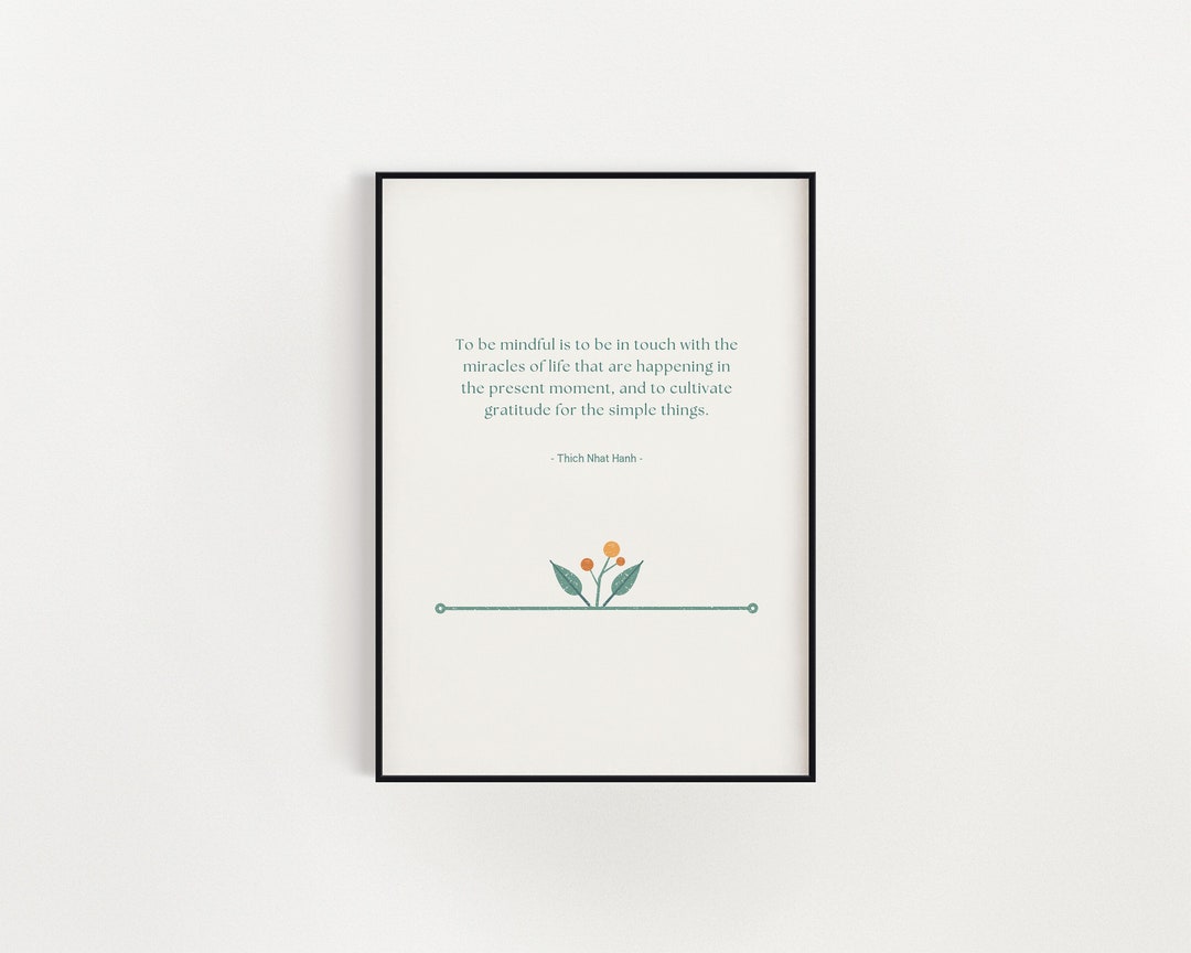 Thich Nhat Hanh Quote Art Print, Mindfulness Gift, Minimalist Modern ...