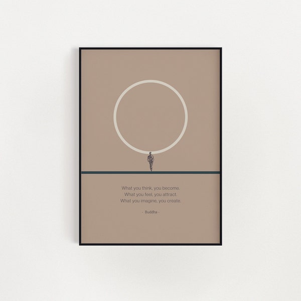 Citation de Bouddha, art mural imprimable, affiche de proverbe zen sur la créativité, art moderne minimaliste semi-abstrait, cadeau de méditation, téléchargement numérique