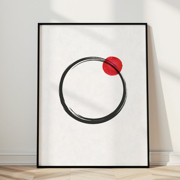 Enso Circle Wall Art Print, Minimalist Contemporary Asian Decor, Buddhism Inspired Art, Gift for Zen and Mindfulness Seekers