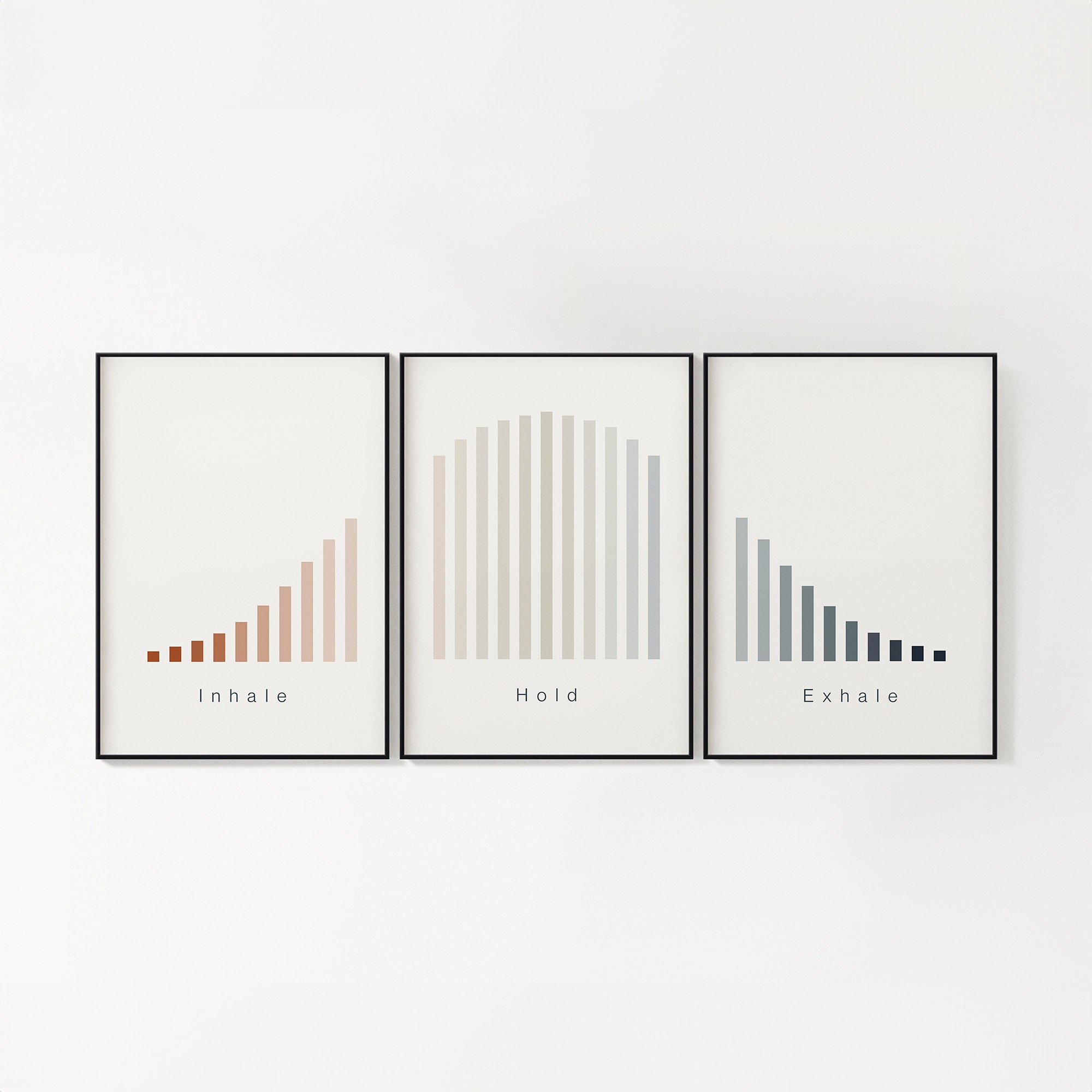 Inhale Exhale Printable Wall Art, Abstract Mid Century Modern, Mindfulness Meditation Gift, 3-Piece Breathwork Art, Instant Digital Download